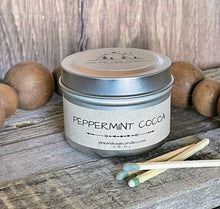 Load image into Gallery viewer, Peppermint Cocoa-6 oz Black Matte Candle Tin