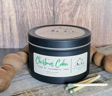 Load image into Gallery viewer, Christmas Cabin-6 oz Black Matte Candle Tin