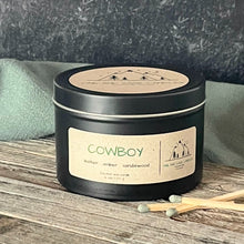 Load image into Gallery viewer, Cowboy-6 oz. Black Matte Candle Tin