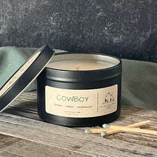 Load image into Gallery viewer, Cowboy-6 oz. Black Matte Candle Tin