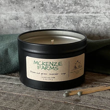 Load image into Gallery viewer, McKenzie Farms 6 oz Black Matte Candle Tin