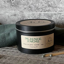 Load image into Gallery viewer, McKenzie Farms 6 oz Black Matte Candle Tin