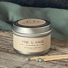 Load image into Gallery viewer, Pine & Sage-6 oz. Black Matte Candle Tin