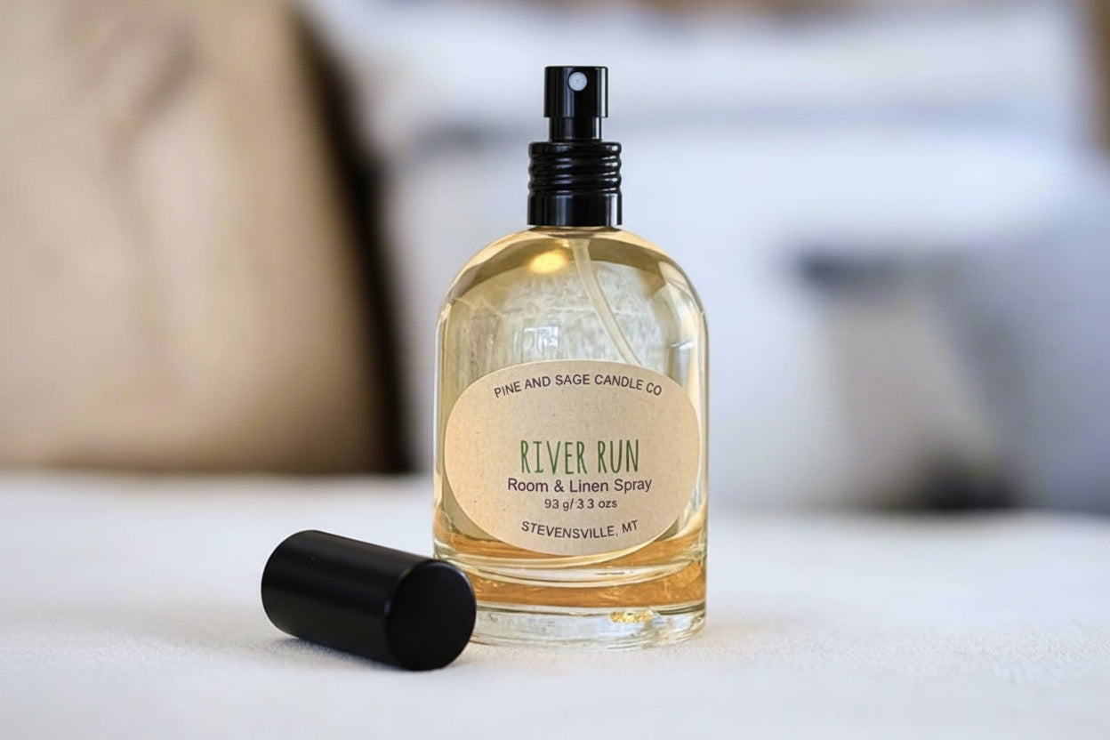 River Run Linen Spray – Pine and Sage Candles