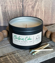 Load image into Gallery viewer, Christmas Cabin-6 oz Black Matte Candle Tin
