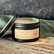 Load image into Gallery viewer, Buffalo Grass-6 oz. Black Matte Candle Tin

