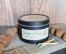 Load image into Gallery viewer, Juniper &amp; Pine-6 oz Black Matte Candle Tin
