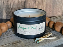 Load image into Gallery viewer, Juniper &amp; Pine-6 oz Black Matte Candle Tin
