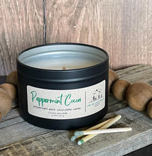 Load image into Gallery viewer, Peppermint Cocoa-6 oz Black Matte Candle Tin
