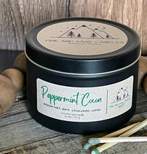 Load image into Gallery viewer, Peppermint Cocoa-6 oz Black Matte Candle Tin
