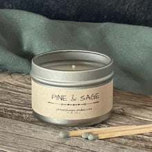 Load image into Gallery viewer, Pine &amp; Sage-6 oz. Black Matte Candle Tin
