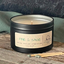Load image into Gallery viewer, Pine &amp; Sage-6 oz. Black Matte Candle Tin
