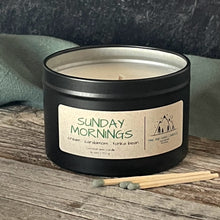 Load image into Gallery viewer, Sunday Mornings-6 oz. Black Matte Candle Tin
