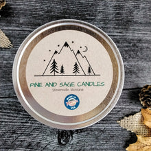 Load image into Gallery viewer, Pine and Sage Candles are hand poured candles made with coconut wax and non-toxic fragrances in Stevensville, Montana.
